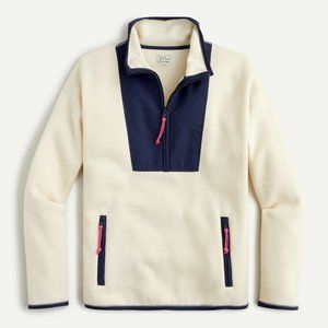 J. Crew Polartec Fleece Half-zip Pullover Sweatshirt  XL ivory navy $138